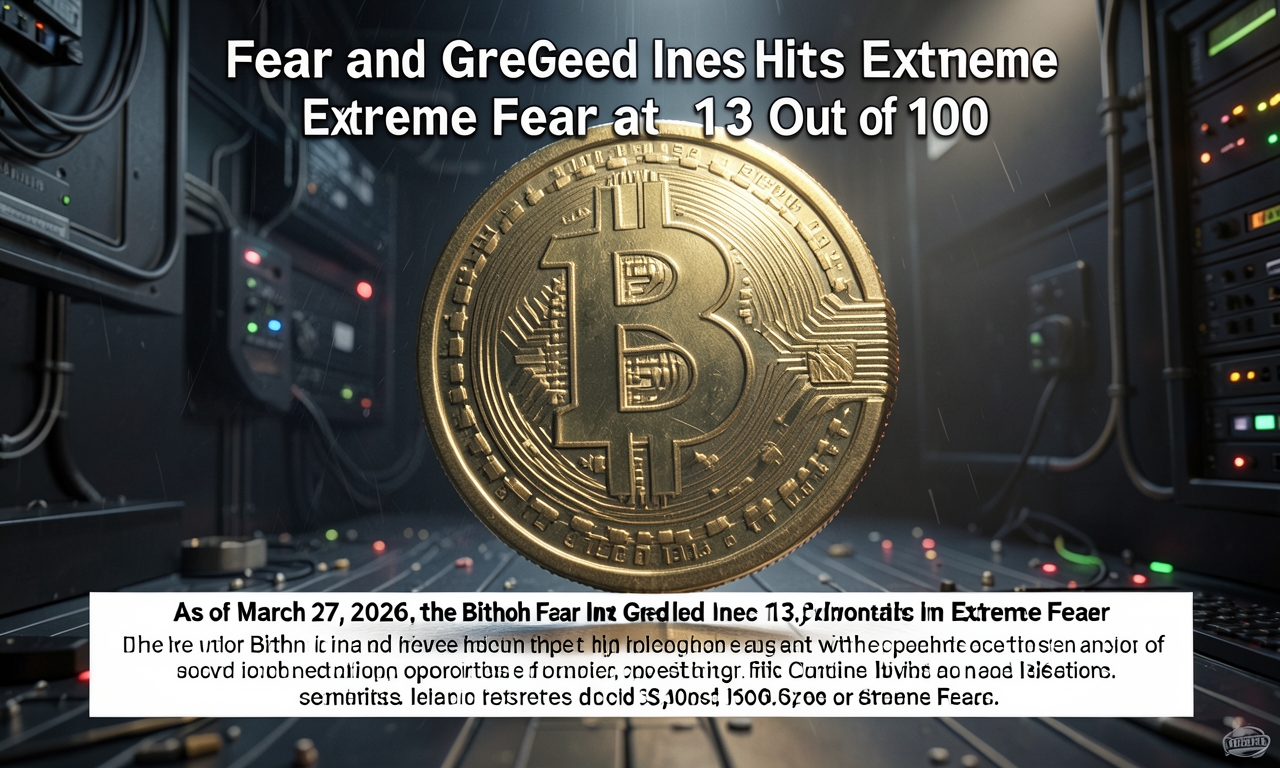 Bitcoin Fear and Greed Index Hits Extreme Fear at 13 Out of 100