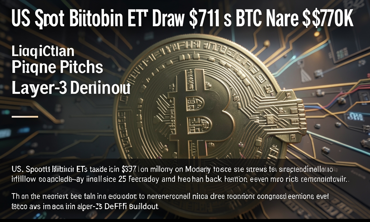 US Spot Bitcoin ETFs Draw $471M as BTC Nears $70K; LiquidChain Pitches Layer-3 DeFi Buildout